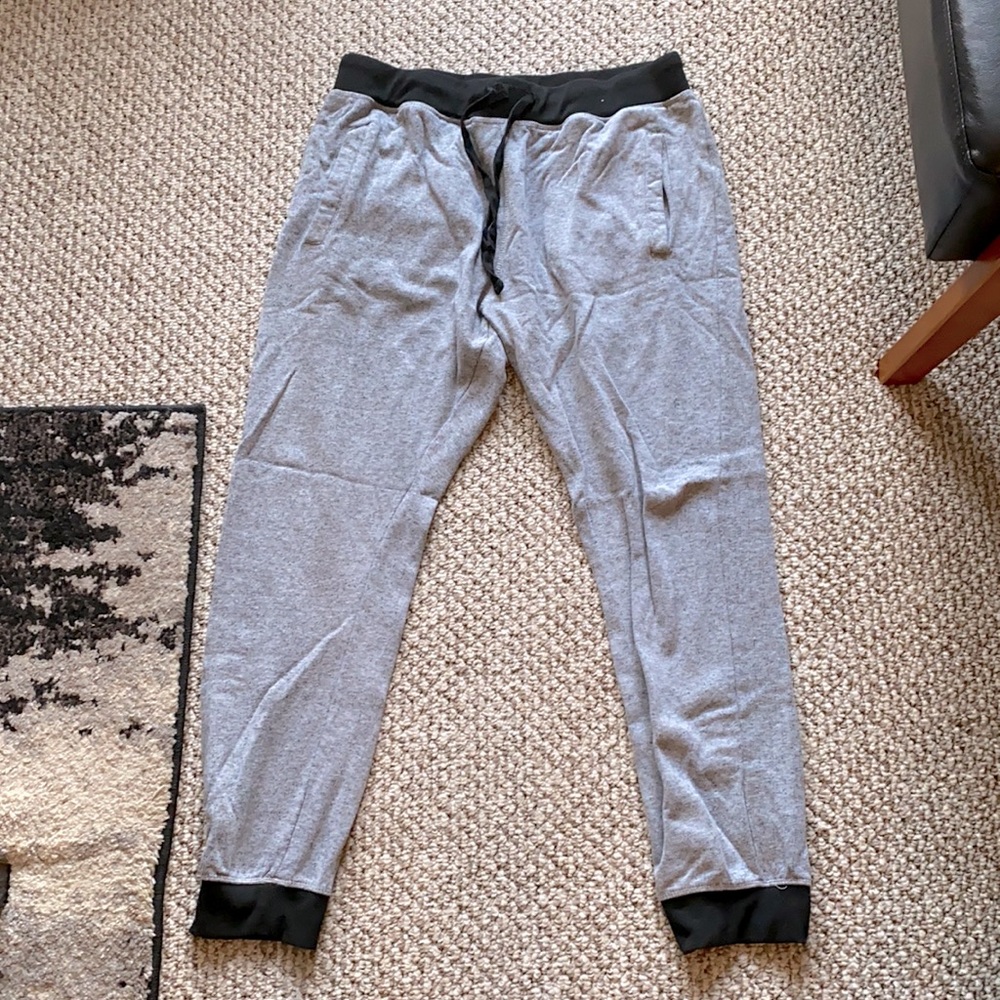 Gray and black joggers